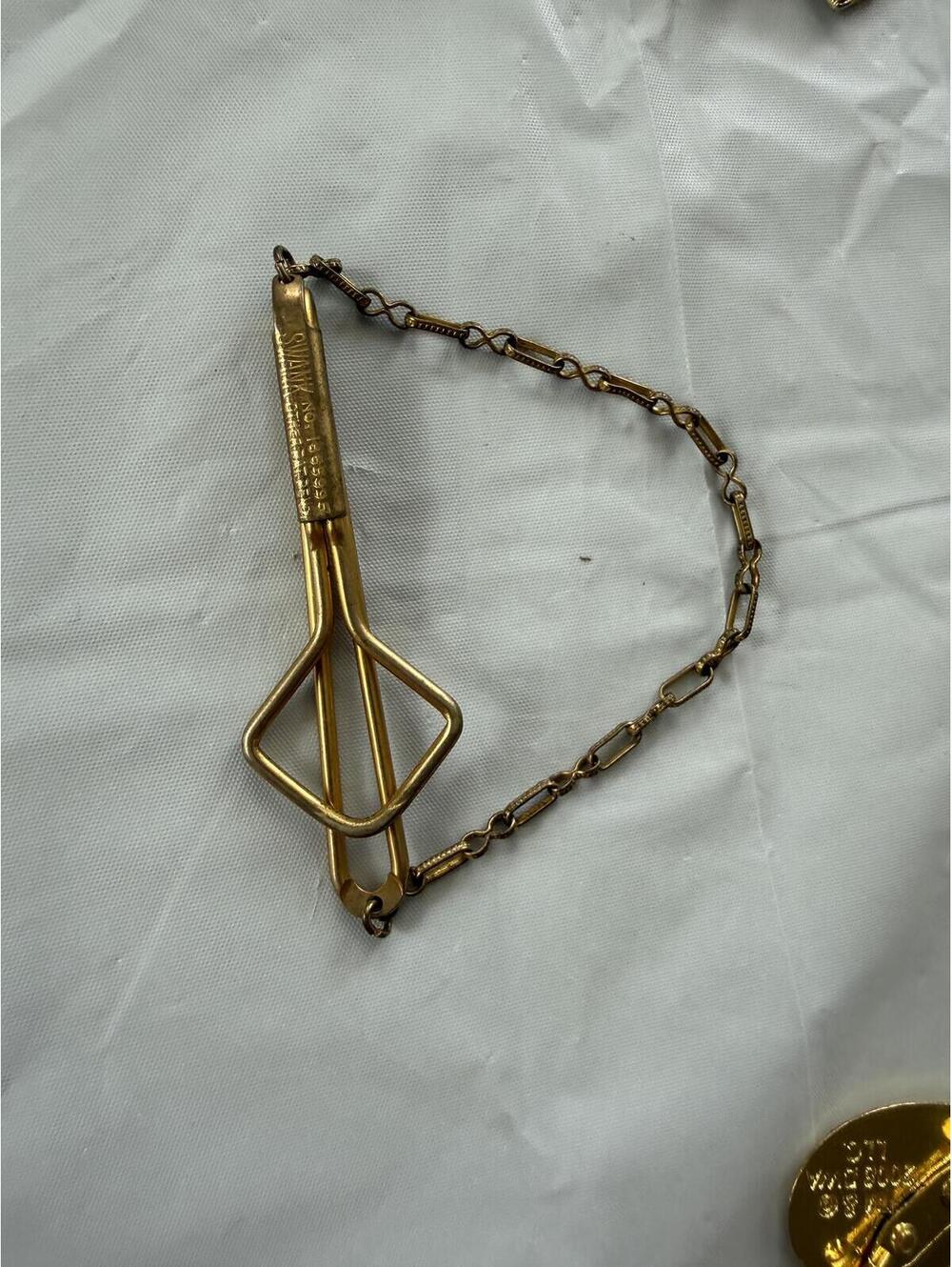 Vintage Swank Gold Tone Tie Clip with Chain Made in Japan